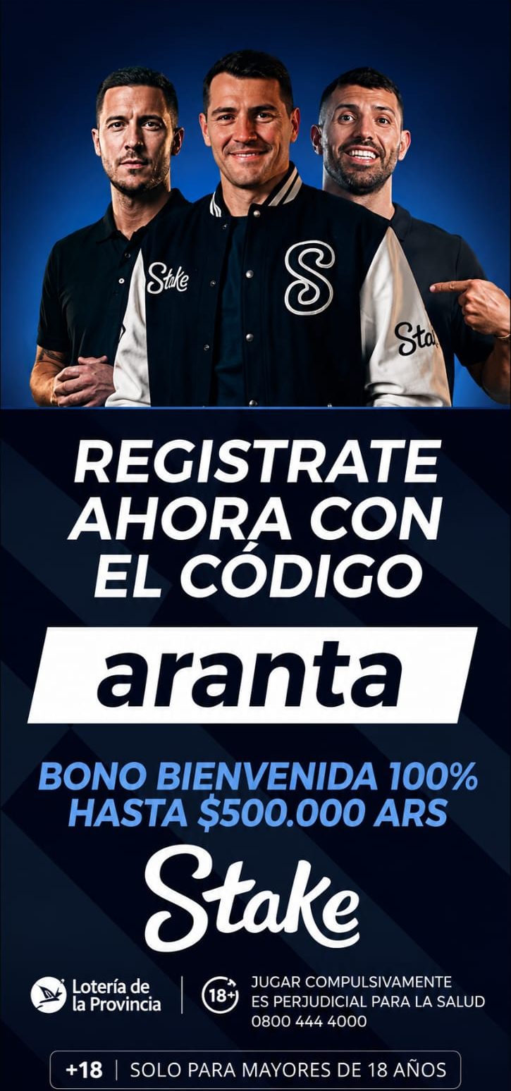 Registrate en Stake con el código aranta. Bono de bienvenida del 100% hasta $500.000 ARS. Solo para mayores de 18 años.
